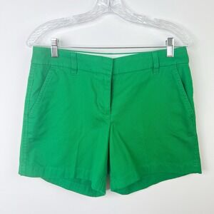 J. CREW Preppy Classic Coastal Beach Kelly Green Bermuda Chino Shorts Twill Sz 4